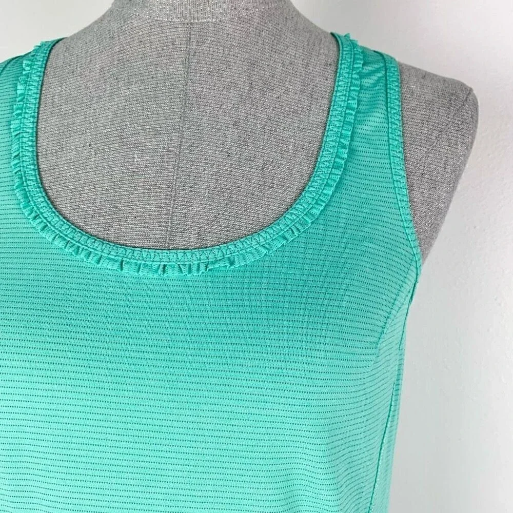 Lululemon Tank Women's 4 Ruffle Detail Tank‎ Turquoise Racer Back - Picture 2 of 8